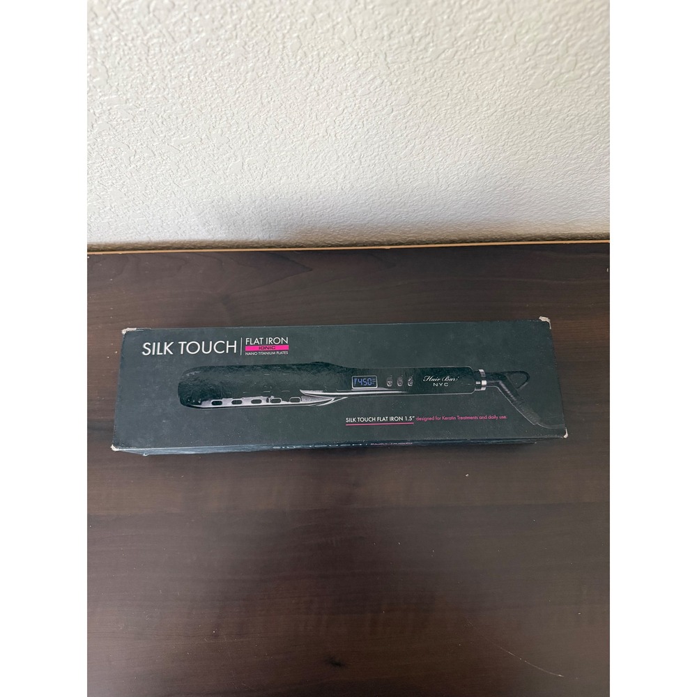 Hair Bar NYC Silk Touch Ionic Flat Iron 1.5" Nano Titanium Plates Black 450F